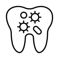 Bacteria Isolated Silhouette Solid Line Icon with bacteria, dental, dentist, hygiene, oral, tooth Infographic Simple Vector Illustration