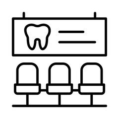 Waiting-Room Isolated Silhouette Solid Line Icon with waiting-room, dental, dental-surgery, dentist, oral, teeth Infographic Simple Vector Illustration