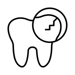 Cracked-Tooth Isolated Silhouette Solid Line Icon with cracked-tooth, dental, dentist, oral, teeth, xray Infographic Simple Vector Illustration