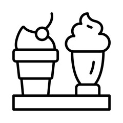 Ice-Cream Isolated Silhouette Solid Line Icon with ice-cream, dessert, diner, food, restaurant, sundae Infographic Simple Vector Illustration