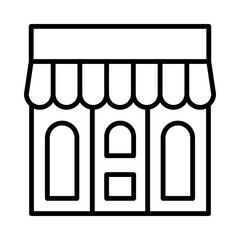 Shop-Front Isolated Silhouette Solid Line Icon with shop-front, facade, food, restaurant, shop, store Infographic Simple Vector Illustration