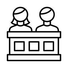 Jury Isolated Silhouette Solid Line Icon with jury, court, court-case, defence, law, legal Infographic Simple Vector Illustration