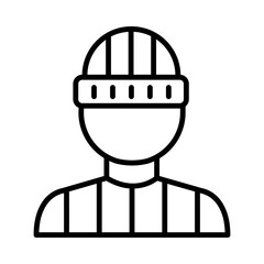 Prisoner Isolated Silhouette Solid Line Icon with prisoner, court, crime, felon, law, legal Infographic Simple Vector Illustration