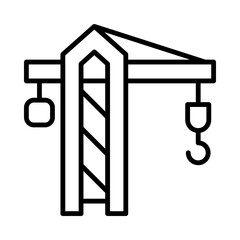 Crane Isolated Silhouette Solid Line Icon with crane, building-site, construction, factory, industrial, lift Infographic Simple Vector Illustration
