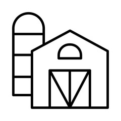 Barn Isolated Silhouette Solid Line Icon with barn, farm, farming, produce, shed, silo Infographic Simple Vector Illustration