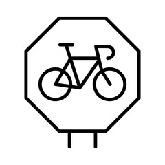 Bicycle-Lane Isolated Silhouette Solid Line Icon with bicycle-lane, bike, sign, stop, traffic, vehicle Infographic Simple Vector Illustration