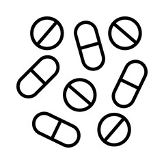 Medication Isolated Silhouette Solid Line Icon with medication, fitness, gym, health, supplements, tablets Infographic Simple Vector Illustration