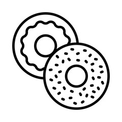 Bagel Isolated Silhouette Solid Line Icon with bagel, brooklyn, cream-cheese, fast-food, food, takeout Infographic Simple Vector Illustration