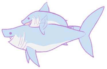 楽しそうにふれあうサメの親子