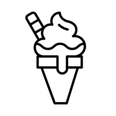 Ice-Cream Isolated Silhouette Solid Line Icon with ice-cream, dessert, ice-cream-cone, soft-serve, summer, sweets Infographic Simple Vector Illustration