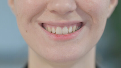 Obraz premium Close Up of Smiling Female Lips