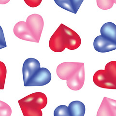Abstract seamless pattern of hearts on white background. Image for a poster or cover. Vector illustration. Repeating texture. Figure for textiles.