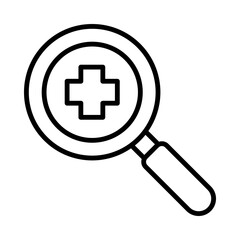 Fototapeta premium Magnify-Glass Isolated Silhouette Solid Line Icon with magnify-glass, health, hospital, medical, medicine, research Infographic Simple Vector Illustration