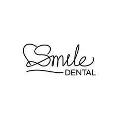line art letter smile dental logo design