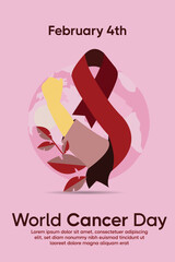 world cancer day, poster to commemorate world cancer day. vector illustration