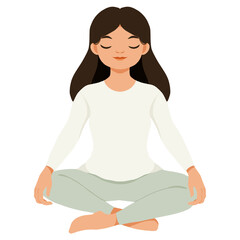 Fototapeta na wymiar Meditation Girl clipart, Meditation Clipart, Yoga Clipart, Woman Meditate,