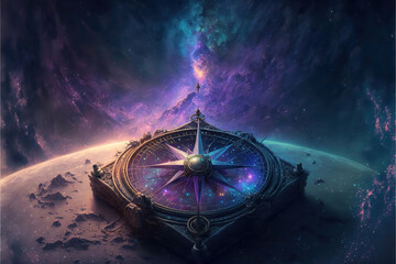 Old magical fantasy compass, Generative AI