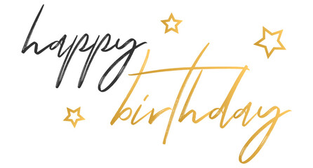 Happy birthday handwritten text lettering on white background.	
