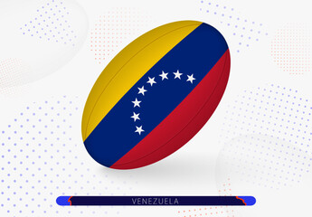 Rugby ball with the flag of Venezuela on it. Equipment for rugby team of Venezuela.