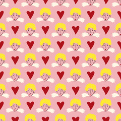 fancy angels and heart Valentines Day pattern.