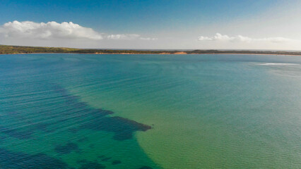 Aerial view of San Remo coastline near Phillip Island, Australia