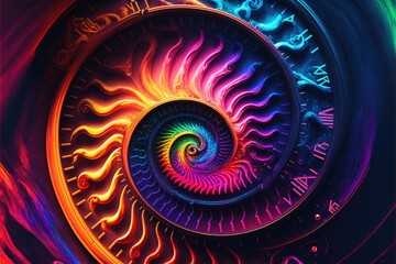Colourful wave swirl design and background