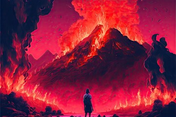 Apocalypse destroying life on earth illustration. Generative AI