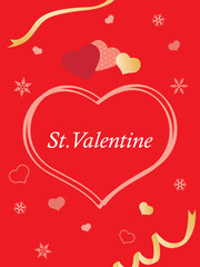 バレンタインデーのハートのとリボンの背景イラスト