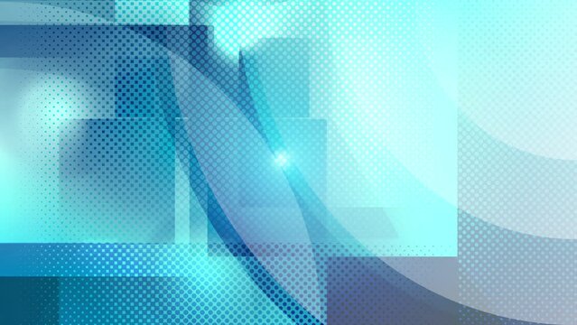 Abstract creative technology motion particle light square and circle geometric shape on gradient light blue halftone background. Video animation Ultra HD 4k footage.