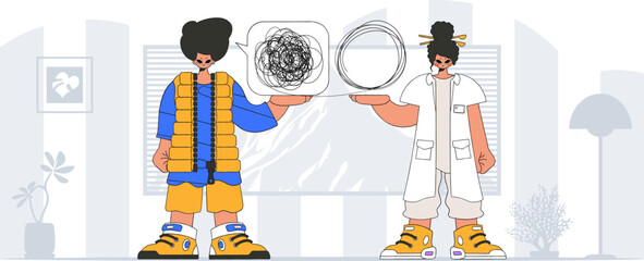 Topic Help A person consumed by a sense of hopelessness and despair. The specialist unpacks the tangle of thoughts. The patient shows that he is immersed in his thoughts.