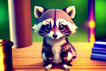 a raccoon looking at the camera, made with generative AI made with Generative AI