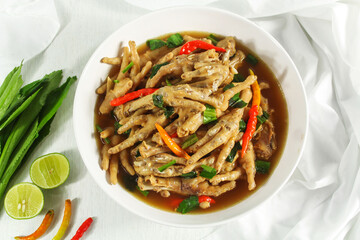 Chicken Feet Soup, hot and spicy soup made from chicken feet.
