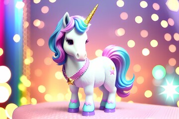 a unicorn with a beatiful background full of lights, made with generative AI made with Generative AI