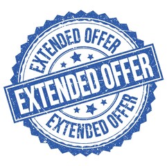 EXTENDED OFFER text on blue round stamp sign