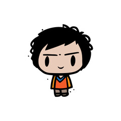 Cute little boy. Chibi style. Design element for logo.