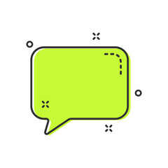 green color speech bubble vector illustration isolated on white background. green speech bubble with black line stroke and decorations, for web and ui design, presentation and social media post