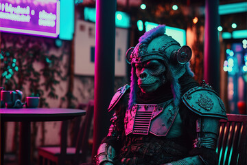 monkey at night with armor