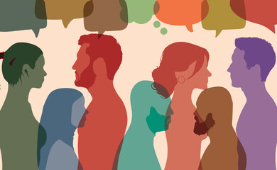 People from diverse backgrounds are represented in the network profile and the community. Vector Illustration. Information about social networks. People communicate with each other.