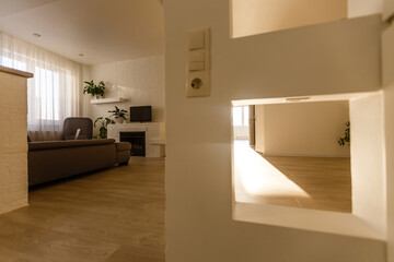Fototapeta na wymiar modern apartment with passage to the rooms, light.