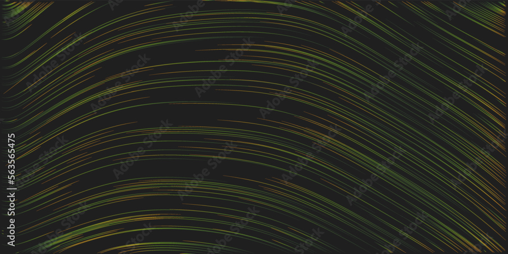 Poster colorful green and brown curving lines, striped wavy pattern - digitally generated dark modern style
