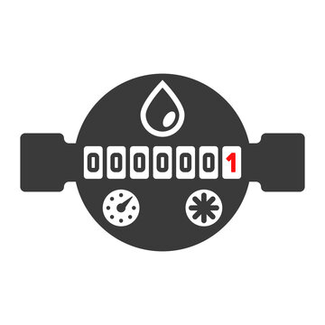 Water meter glyph icon isolated on white background.Vector illustration.