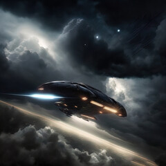 Fototapeta na wymiar Alien fighter aircraft. Spaceship.