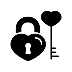 Key and lock in heart shape vector icon