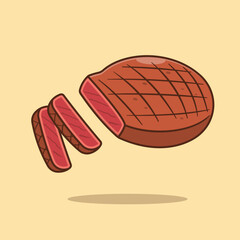 Steak cartoon vector icon illustration