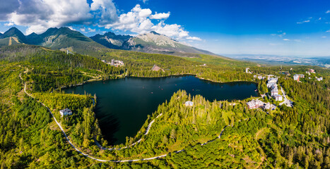 Fototapeta premium Wonderful mountain lake in National Park High Tatra, Strbske Pleso, Slovakia