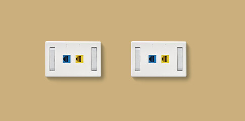 TNP ethernet in and out sockets wall plate isolated