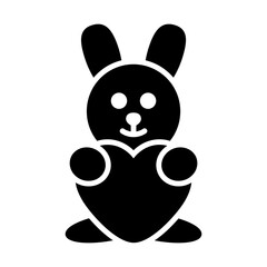 Cute plush rabbit with heart vector icon