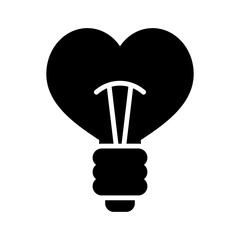 Heart shape in light bulb vector icon isolated