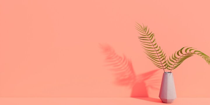 flower vas vase with light pink color. Romantic Light background with copy space. 3D rendering  for presentation and cosmetic product