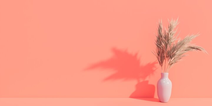 flower vas vase with light pink color. Romantic Light background with copy space. 3D rendering  for presentation and cosmetic product